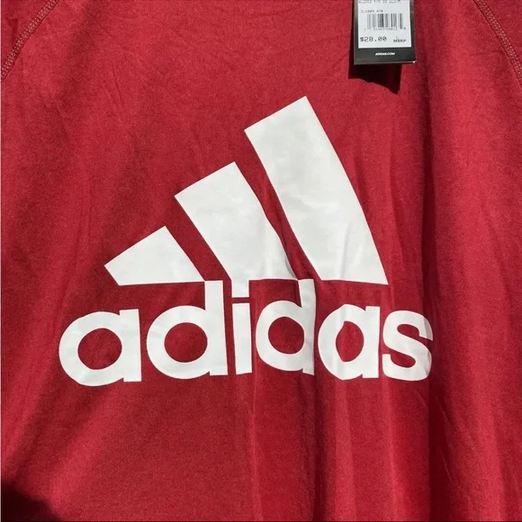 NEW! ADIDAS Climalite Size L Men’s Red Short Sleeve T-Shirt Activewear Sports - Picture 2 of 10